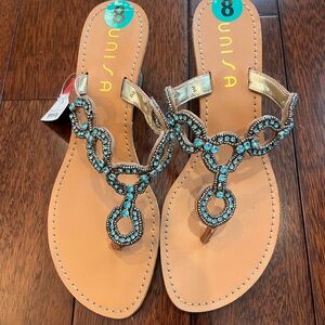 NWT Unisa wedge sandals turquoise size 8